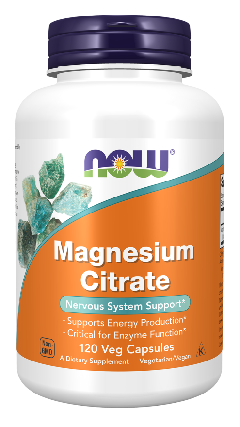 NOW Magnesium Citrate, 120 vegan capsules, official product image